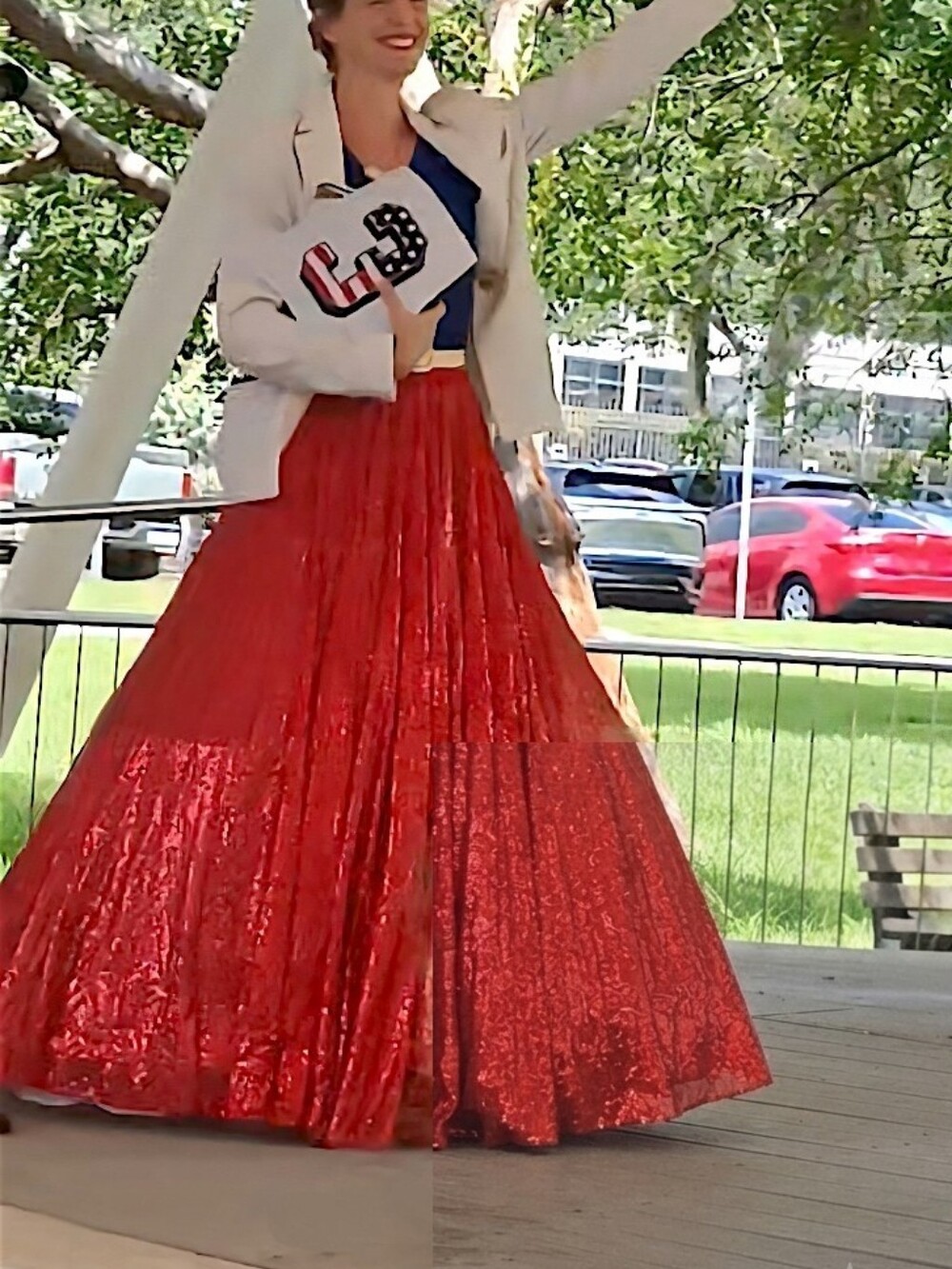 *Maxi Brilliant Red Sequin Maxi Striking Skirt*
